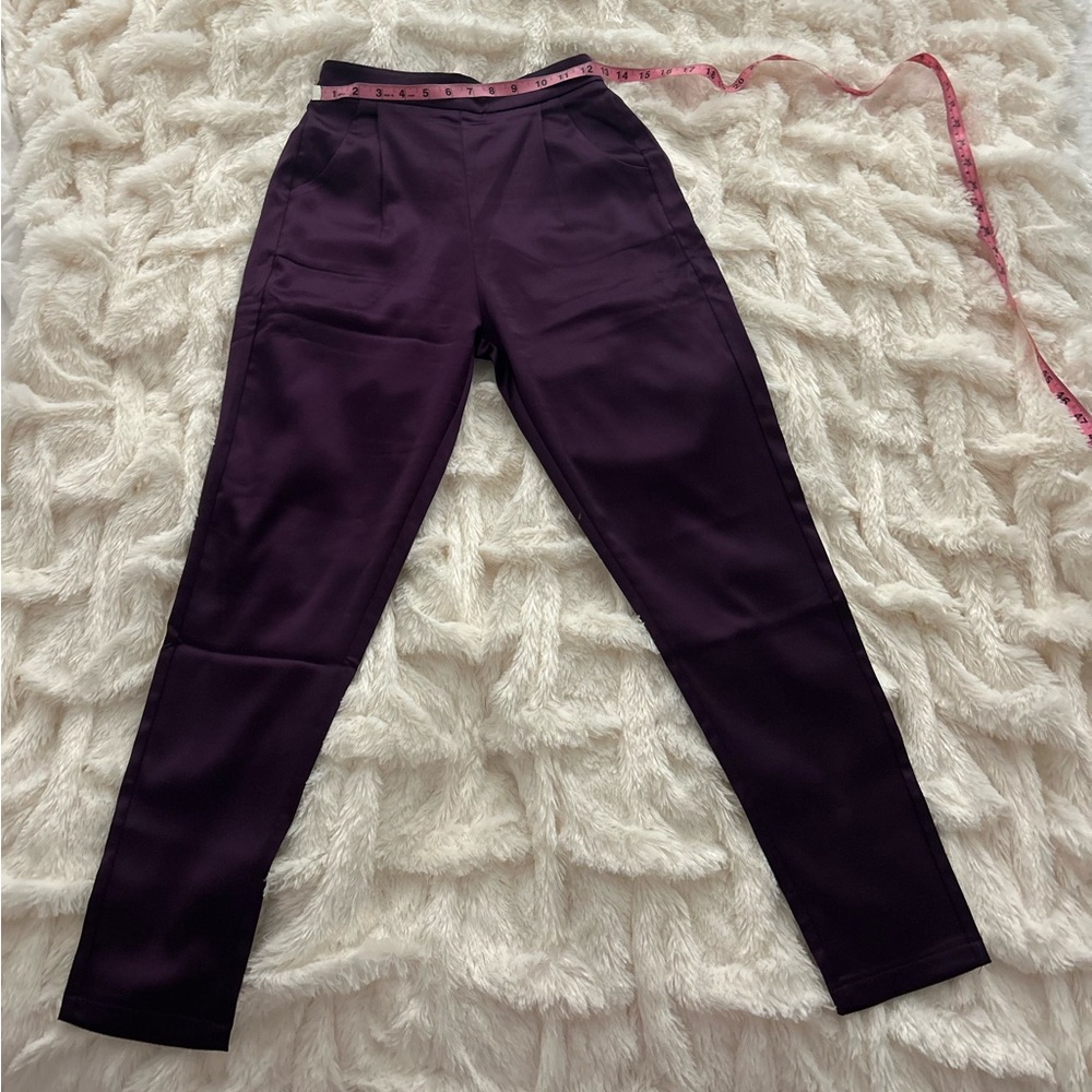 Chic Women's Cropped Satin Pants in Deep Purple